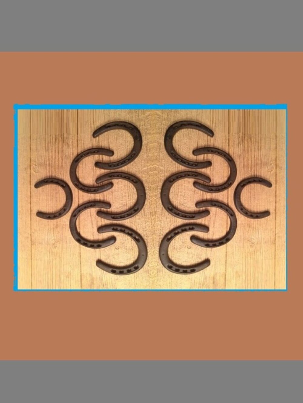 Twelve (12) Large 5" tall Cast Iron Horse Shoes Rustic Set of Twelve (12) 05208